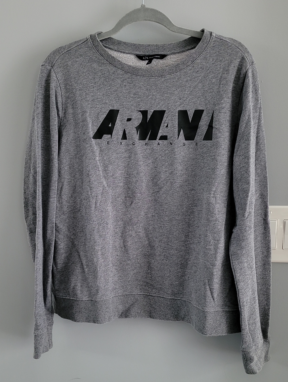 Armani Exchange Heather Gray Sweatshirt with Black Logo